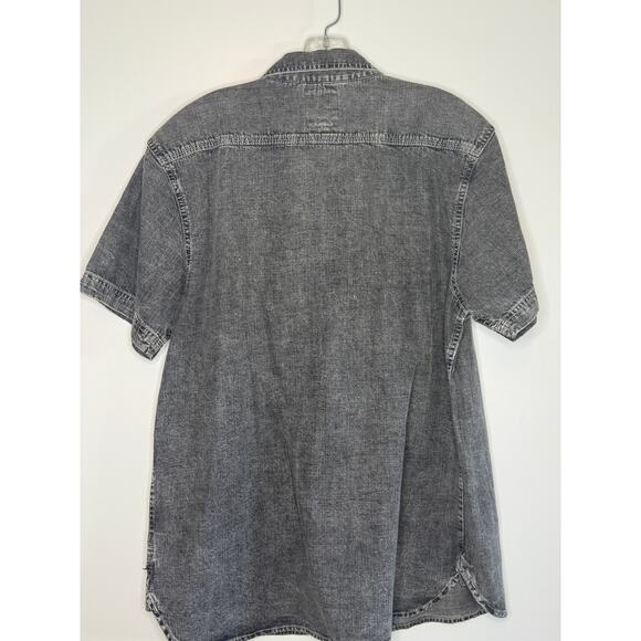 Levi's Black Stone Wash Short Sleeve 100% Cotton Denim Button Shirt Men's Large - Picture 2 of 3